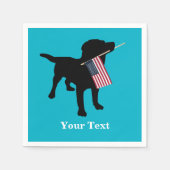 Black Lab Dog met Amerikaanse vlag, 4 juli Servetten (Voorkant)