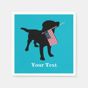 Black Lab Dog met Amerikaanse vlag, 4 juli Servetten