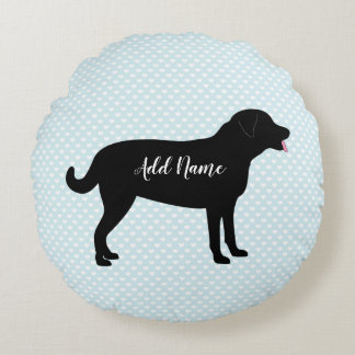 Black Lab Dog Persoonlijke naam Rond Kussen