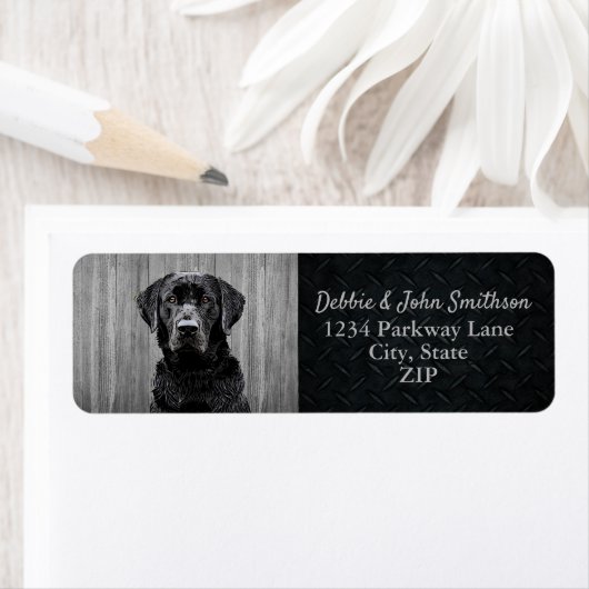 Black Lab Dog Rustic Animal Return Label (Insitu)