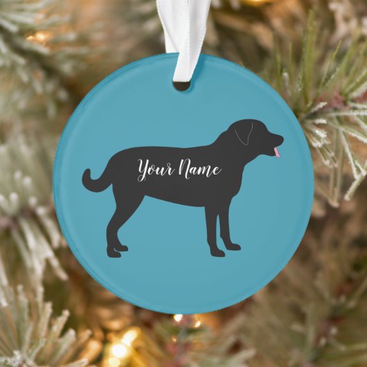 Black Lab Dog Silhouette Persoonlijke naam Ornament (Boom)