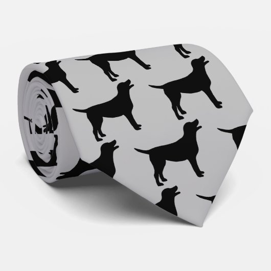 Black Lab Dog Silhouette Stropdas (Opgerold)