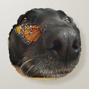 BLack Lab Dog with Butterfly Rond Kussen