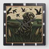 Black Lab eendenjacht Vierkante Klok (Voorkant)