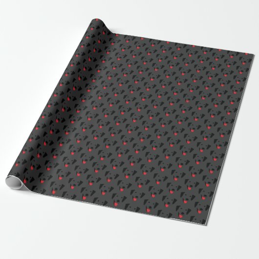 Black Lab Face Pattern Cute and Funny Cadeaupapier (Uitgerold)