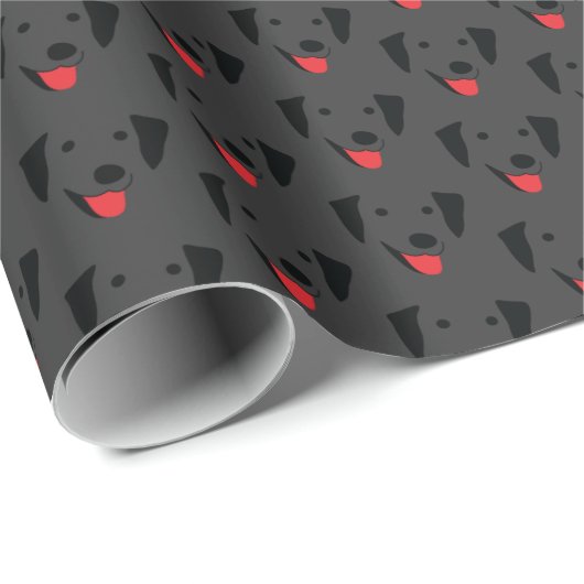 Black Lab Face Pattern Cute and Funny Cadeaupapier (Rol Hoek)