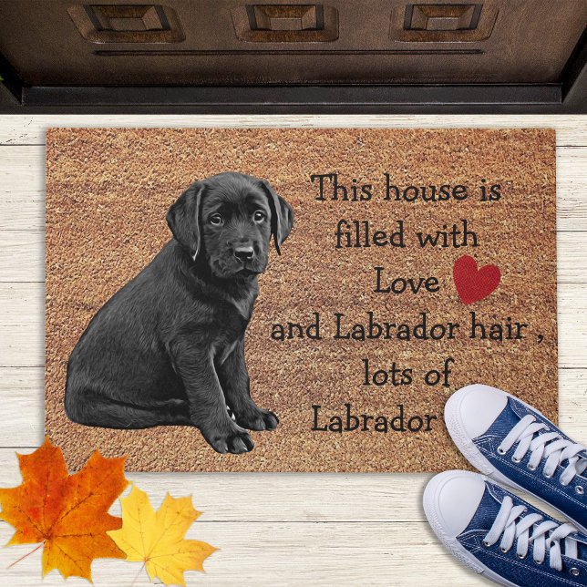 Black Lab Funny Dog Rustic Coir Entry Labrador Deurmat (Creator heeft geüpload)