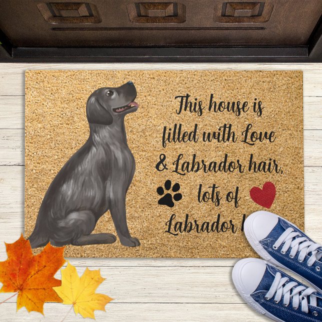 Black Lab Funny Dog Rustic Coir Welcome Labrador Deurmat (Creator heeft geüpload)