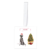 Black Lab Funny Kersthond en boom Kubus Ornament (Voorkant)