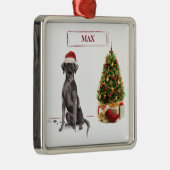 Black Lab Funny Kersthond en boom Metalen Ornament (Rechts)