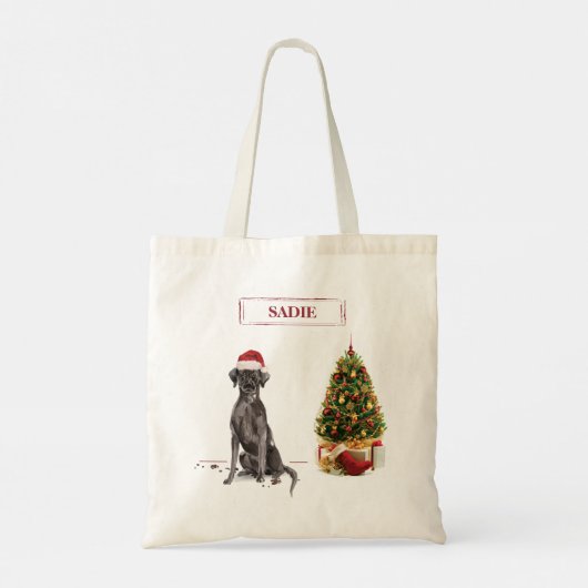 Black Lab Funny Kersthond en boom Tote Bag (Achterkant)