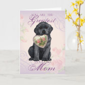 Black Lab Heart mama Kaart (Gele Bloem)