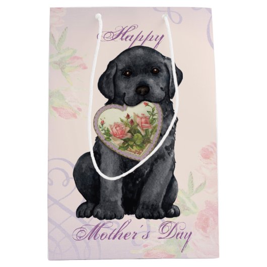 Black Lab Heart mama Medium Cadeauzakje (Voorkant)