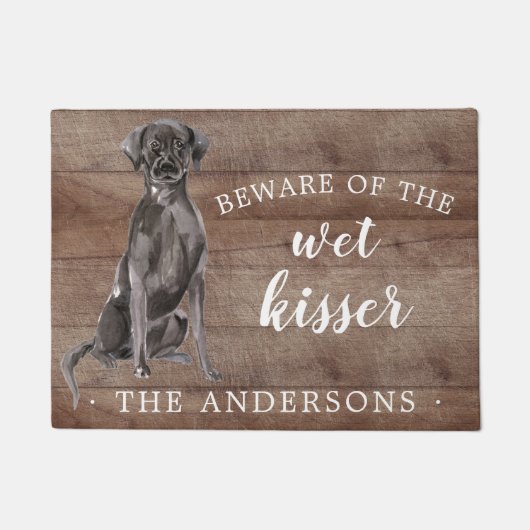 Black Lab Hond Gepersonaliseerde Deurmat (Voorkant)