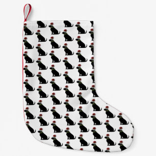 Black Lab Hond Kerst Kerstman Hoed Holly Fun Kleine Kerstsok