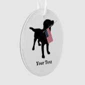 Black Lab Hond met Amerikaanse vlag, Kerstmis Ornament (voorkant)