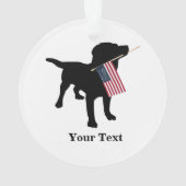 Black Lab Hond met Amerikaanse vlag, Kerstmis Ornament (achterkant)