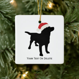 Black Lab Hond met Santa Christmas-Pet Keramisch Ornament