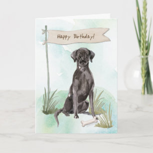 Black Lab Hond onder Verjaardagsbord Kaart