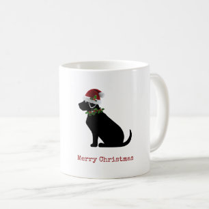 Black Lab Hond Vrolijk Kerstfeest Kerstman Hoed Ho Koffiemok