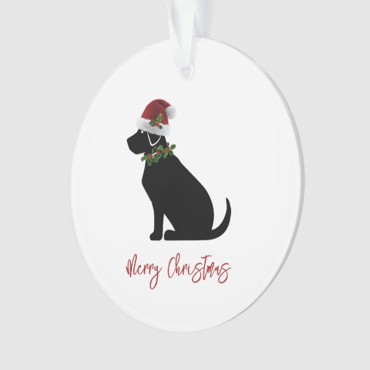 Black Lab Joyeux Noël Santa Hat Holly Moderne (devant)