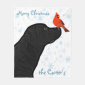 Black Lab Kersthond Labrador Fleece Deken (Voorkant)