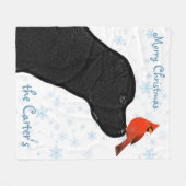 Black Lab Kersthond Labrador Fleece Deken (Voorkant (Horizontaal))