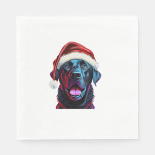 Black Lab Kerstmagie_ Labrador in Santa Hat Servet