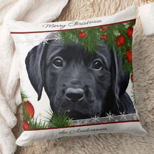 Black Lab Kerstmis - Speciaal gepersonaliseerd pup Kussen