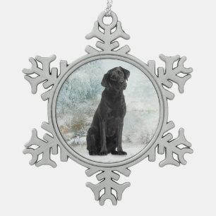 Black Lab kerstversiering Tin Sneeuwvlok Ornament