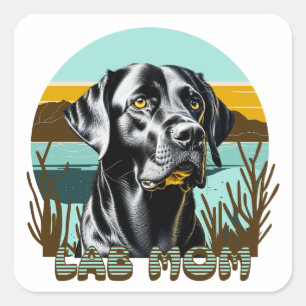 Black Lab   Lab Moeder Hond gepersonaliseerd Vierkante Sticker