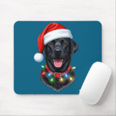 Black Lab Labrador Christmas Dog Santa Hat Light P Muismat (Met muis)