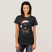 Black Lab Labrador Christmas Dog Santa Hat Light P T-shirt (Voorkant volledig)