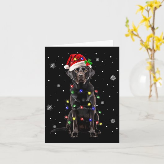 Black Lab Labrador Christmas Tree Light Pajama Dog Kaart (Gele Bloem)