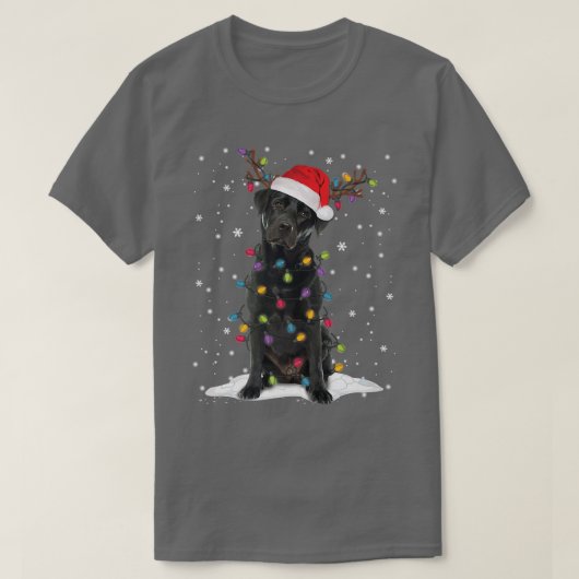 Black Lab Labrador Christmas Tree Light Pajama Dog T-shirt (Design voorkant)