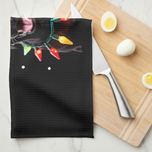 Black Lab Labrador Christmas Tree Light Pajama Dog Theedoek (Quarter Fold)