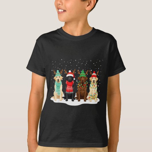 Black Lab Labrador Dog Christmas Crew Matching Fam T-shirt (Voorkant)