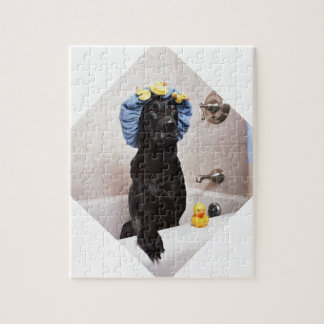 Black Lab Labrador Dog Funny Bath Time Legpuzzel
