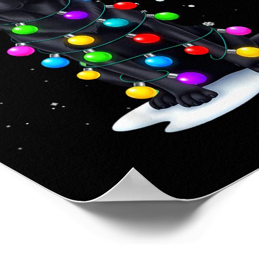 Black Lab Labrador Dog Funny Christmas Lights Rein Poster (Hoek)