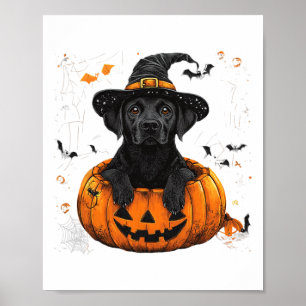 Black Lab Labrador Pompoen Halloween Thanksgiving Poster
