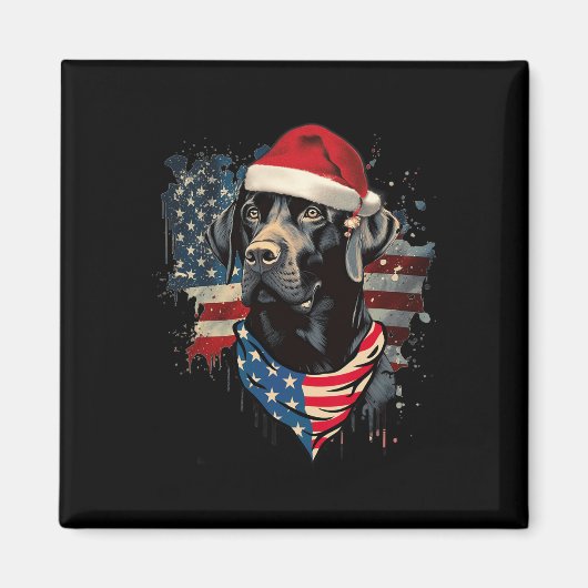 Black Lab Labrador Santa Christmas Pyjama Magneet (Voorkant)