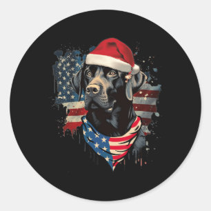 Black Lab Labrador Santa Christmas Pyjama Ronde Sticker