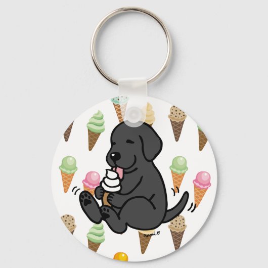 Black Lab Licking Ice Cream Sleutelhanger (Voorkant)