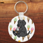 Black Lab Licking Ice Cream Sleutelhanger (Voorkant)