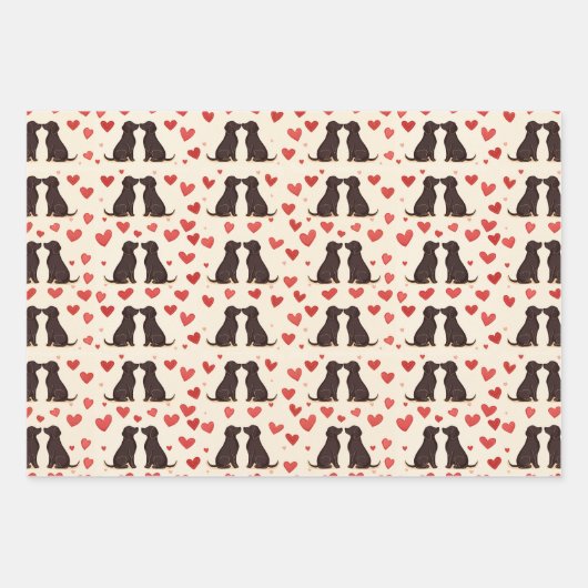 Black Lab Love - Valentijns's Dog Wrapping Paper (Voorkant 3)