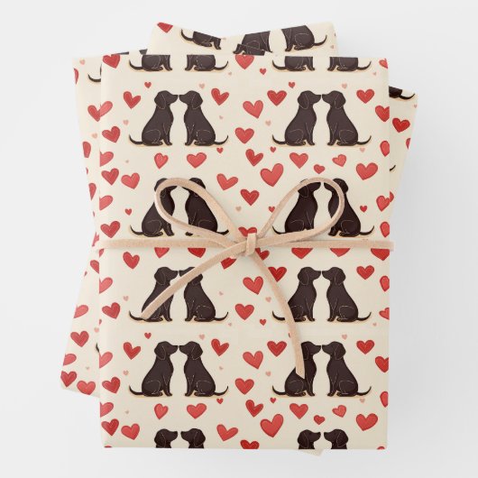 Black Lab Love - Valentine's Dog Wrapping Papier (En situation)