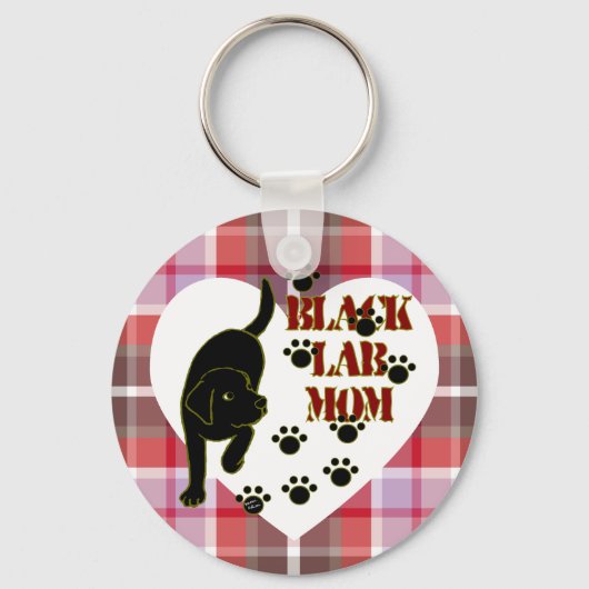 Black Lab Mam Heart en Pset Sleutelhanger (Voorkant)