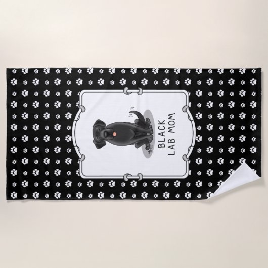 Black Lab Mam (Labrador Retriever Mam) Cute Dog Strandlaken (Voorkant)