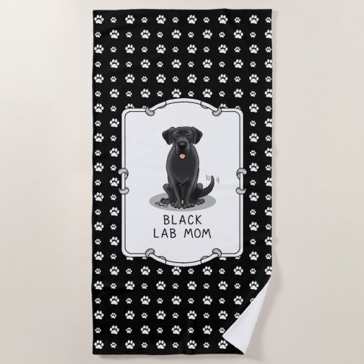 Black Lab Mam (Labrador Retriever Mam) Cute Dog Strandlaken (Voorkant)