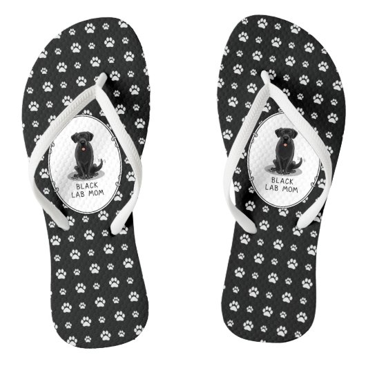 Black Lab Mam (Labrador Retriever Mam) Cute Dog Teenslippers (Voetbed)